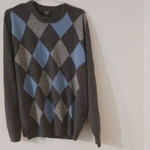 Gray and Blue Argyle Sweater